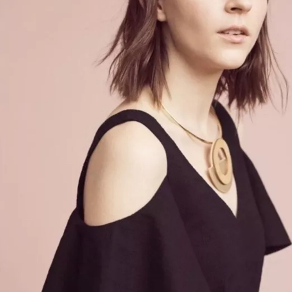 Anthropologie Elevenses black cold shoulder short one piece romper Sz2 - Picture 3 of 16